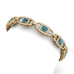 9 CTW Si/I Fancy Blue And White Diamond Bracelet 18K Yellow Gold - REF-680H5W - 40144