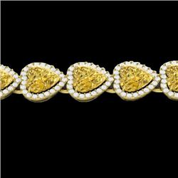 23 CTW Citrine & Micro Pave Bracelet Heart Halo 14K Yellow Gold - REF-378F5M - 22614