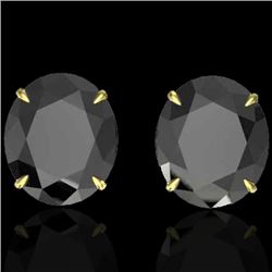 18 CTW Black VS/SI Diamond Certified Designer Stud Earrings 18K Yellow Gold - REF-381F8M - 21696