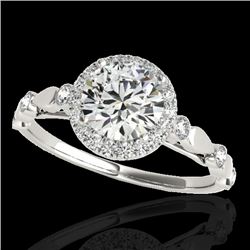 1.25 CTW H-SI/I Certified Diamond Solitaire Halo Ring 10K White Gold - REF-160T2X - 33616