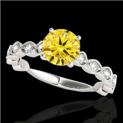 1.5 CTW Certified Si Fancy Intense Yellow Diamond Solitaire Ring 10K White Gold - REF-163H6W - 34887