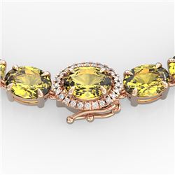 72 CTW Citrine & VS/SI Diamond Tennis Micro Pave Halo Necklace 14K Rose Gold - REF-281R8K - 23456