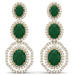 17.51 CTW Royalty Emerald & VS Diamond Earrings 18K Yellow Gold - REF-345R5K - 39203