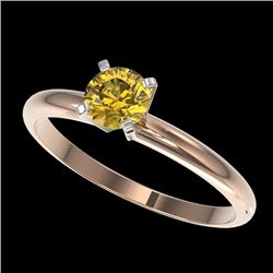 0.50 CTW Certified Intense Yellow SI Diamond Solitaire Engagement Ring 10K Rose Gold - REF-58M2F - 3
