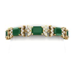 38.13 CTW Royalty Emerald & VS Diamond Bracelet 18K Yellow Gold - REF-490T9X - 39392