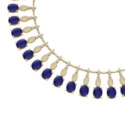 65.62 CTW Royalty Sapphire & VS Diamond Necklace 18K Yellow Gold - REF-1072Y8N - 39128