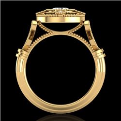 1.12 CTW VS/SI Diamond Solitaire Art Deco Ring 18K Yellow Gold - REF-250H2W - 36979