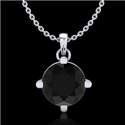 1 CTW Fancy Black Diamond Solitaire Art Deco Stud Necklace 18K White Gold - REF-52T8X - 38073