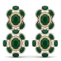 33.5 CTW Royalty Emerald & VS Diamond Earrings 18K Yellow Gold - REF-518Y2N - 39311
