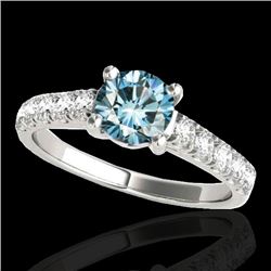 1.55 CTW SI Certified Fancy Blue Diamond Solitaire Ring 10K White Gold - REF-207W3H - 35494