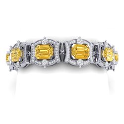 37.15 CTW Royalty Canary Citrine & VS Diamond Bracelet 18K White Gold - REF-654F5M - 38787