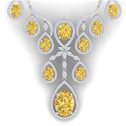 36.51 CTW Royalty Canary Citrine & VS Diamond Necklace 18K White Gold - REF-800K2R - 38568