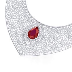 63.93 CTW Royalty Ruby & VS Diamond Necklace 18K White Gold - REF-2690H9W - 39573