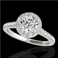 1.7 CTW H-SI/I Certified Diamond Solitaire Halo Ring 10K White Gold - REF-218H2W - 33589