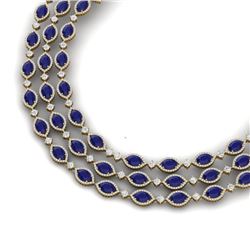 85.81 CTW Royalty Sapphire & VS Diamond Necklace 18K Yellow Gold - REF-1618W2H - 38948