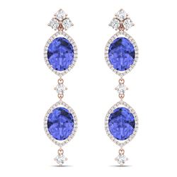 16.21 CTW Royalty Tanzanite & VS Diamond Earrings 18K Rose Gold - REF-381K8R - 38914