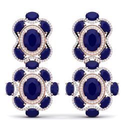 33.5 CTW Royalty Sapphire & VS Diamond Earrings 18K Rose Gold - REF-490X9T - 39316