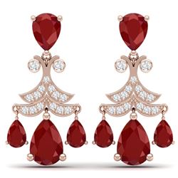 11.97 CTW Royalty Designer Ruby & VS Diamond Earrings 18K Rose Gold - REF-176Y4N - 38719
