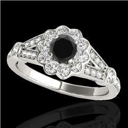 1.9 CTW Certified Vs Black Diamond Solitaire Halo Ring 10K White Gold - REF-85K8R - 34039