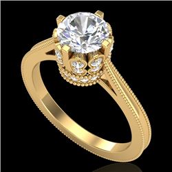 1.5 CTW VS/SI Diamond Art Deco Ring 18K Yellow Gold - REF-399W3H - 36832