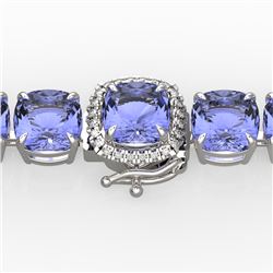 40 CTW Tanzanite & Pave VS/SI Diamond Bracelet 14K White Gold - REF-548Y2N - 23324