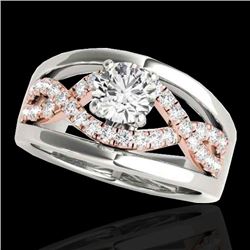 1.55 CTW H-SI/I Certified Diamond Solitaire Ring Two Tone 10K White & Rose Gold - REF-227T3X - 35293