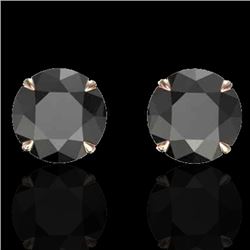 4 CTW Black VS/SI Diamond Designer Inspired Stud Earrings 14K Rose Gold - REF-100M2F - 21814