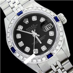 Rolex Men's Stainless Steel, QuickSet, Diam Dial & Diam/Sapphire Bezel - REF-441H8W