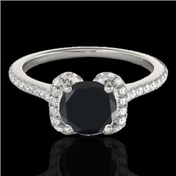 1.33 CTW Certified Vs Black Diamond Solitaire Halo Ring 10K White Gold - REF-57W6H - 33292