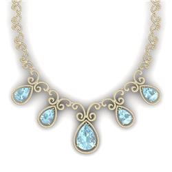 40.45 CTW Royalty Sky Topaz & VS Diamond Necklace 18K Yellow Gold - REF-1036H4W - 39536