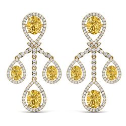 20.69 CTW Royalty Canary Citrine & VS Diamond Earrings 18K Yellow Gold - REF-418K2R - 38588