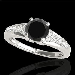1.4 CTW Certified Vs Black Diamond Solitaire Ring 10K White Gold - REF-64H8W - 34999