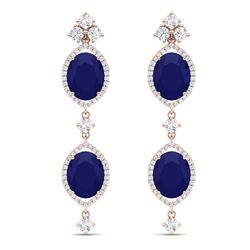 15.81 CTW Royalty Sapphire & VS Diamond Earrings 18K Rose Gold - REF-290N9Y - 38911
