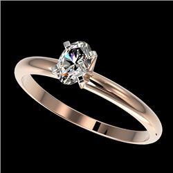 0.50 CTW Certified VS/SI Quality Oval Diamond Engagement Ring 10K Rose Gold - REF-77X6T - 32866