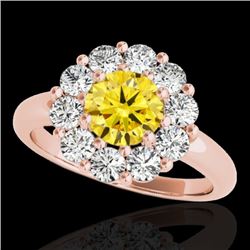 2.09 CTW Certified Si Fancy Intense Yellow Diamond Solitaire Halo Ring 10K Rose Gold - REF-250H9W - 