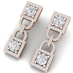 4 CTW Certified SI/I Diamond Halo Earrings 18K Rose Gold - REF-265X9T - 40158