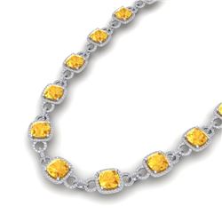 66 CTW Citrine & VS/SI Diamond Certified Necklace 14K White Gold - REF-794F5M - 23038