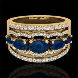 2.25 CTW Sapphire & Micro Pave VS/SI Diamond Certified Designer Ring 10K Yellow Gold - REF-71H3W - 2