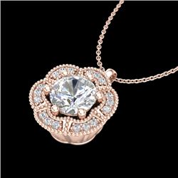 1.01 CTW VS/SI Diamond Solitaire Art Deco Stud Necklace 18K Rose Gold - REF-245H5W - 37110