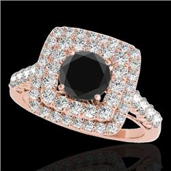 2.05 CTW Certified Vs Black Diamond Solitaire Halo Ring 10K Rose Gold - REF-114M2F - 34589