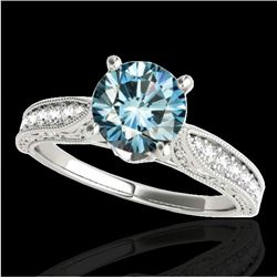 1.21 CTW SI Certified Blue Diamond Solitaire Antique Ring 10K White Gold - REF-161Y8N - 34725