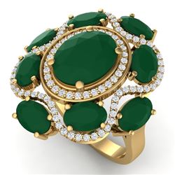 9.86 CTW Royalty Designer Emerald & VS Diamond Ring 18K Yellow Gold - REF-218K2R - 39293
