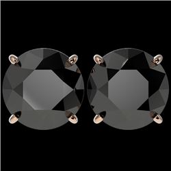 5.15 CTW Fancy Black VS Diamond Solitaire Stud Earrings 10K Rose Gold - REF-120Y5N - 36715