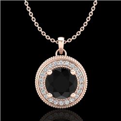 1.25 CTW Fancy Black Diamond Solitaire Art Deco Stud Necklace 18K Rose Gold - REF-89T3X - 38018