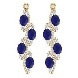 16.12 CTW Royalty Sapphire & VS Diamond Earrings 18K Yellow Gold - REF-272M8F - 38984
