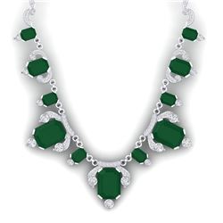 75.21 CTW Royalty Emerald & VS Diamond Necklace 18K White Gold - REF-1363N6Y - 38745