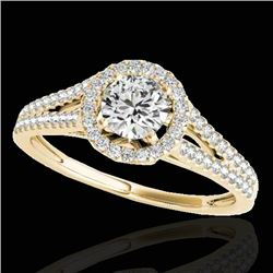 1.3 CTW H-SI/I Certified Diamond Solitaire Halo Ring 10K Yellow Gold - REF-167M3F - 33884