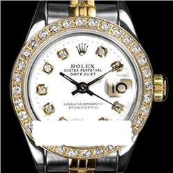 Rolex Ladies Two Tone 14K Gold/SS, Diamond Dial & Diamond Bezel, Saph Crystal - REF-363Y3X