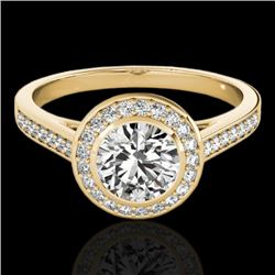1.3 CTW H-SI/I Certified Diamond Solitaire Halo Ring 10K Yellow Gold - REF-168W4H - 33627