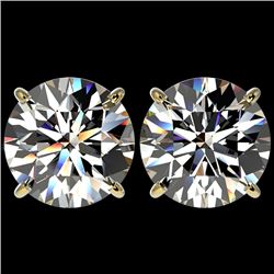 5 CTW Certified H-SI/I Quality Diamond Solitaire Stud Earrings 10K Yellow Gold - REF-1663K3R - 33144